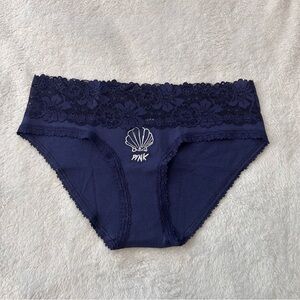 Victoria's Secret PINK Lace Waistband Hiphugger panty in Blue Sz S NWT